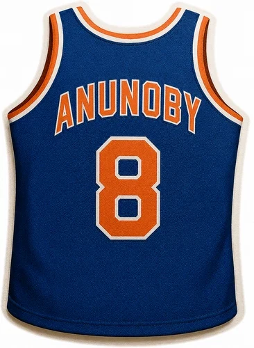 Blue and orange basketball jersey labeled Anunoby number 8