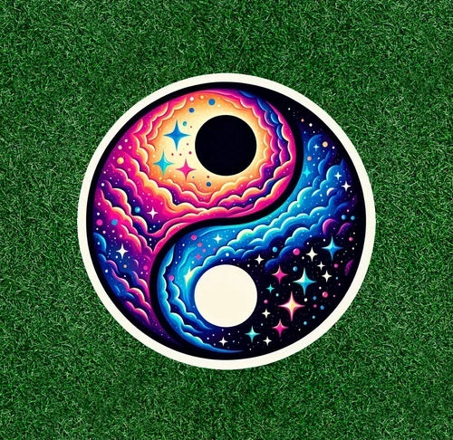 Beautiful Sky Yin Yang design waterproof vinyl sticker