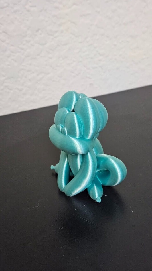 3d Printed Balloon Frog figurine - 4 inches shimmering turquoise color