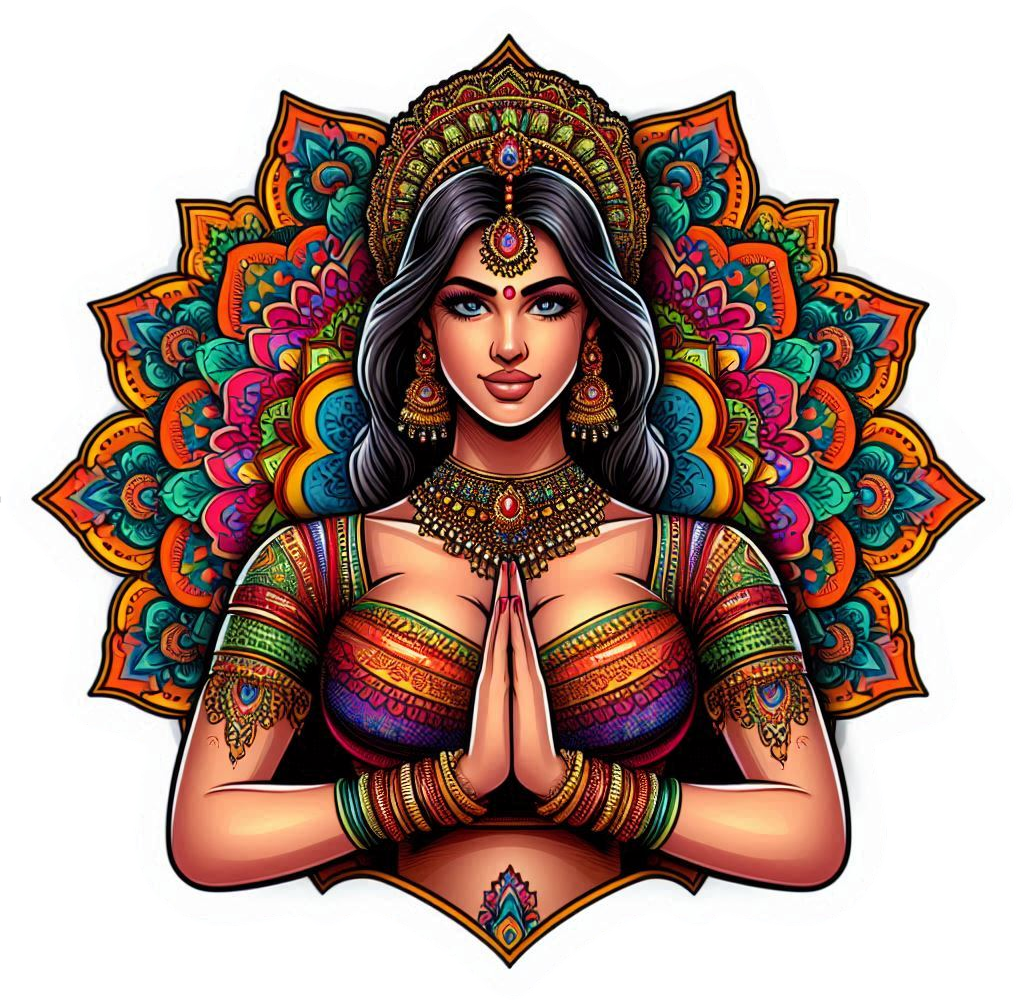 Namaste mandala Indian prayer design vinyl decal sticker - many sizes available