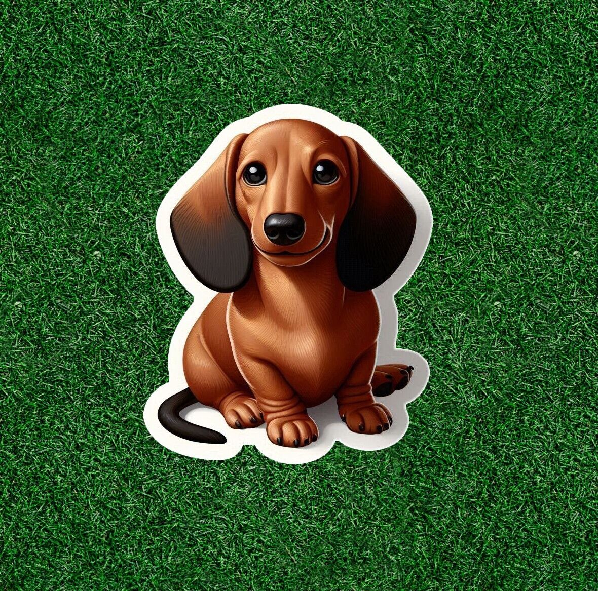 Cute little dachshund doxie dog vinyl decal sticker - many sizes available