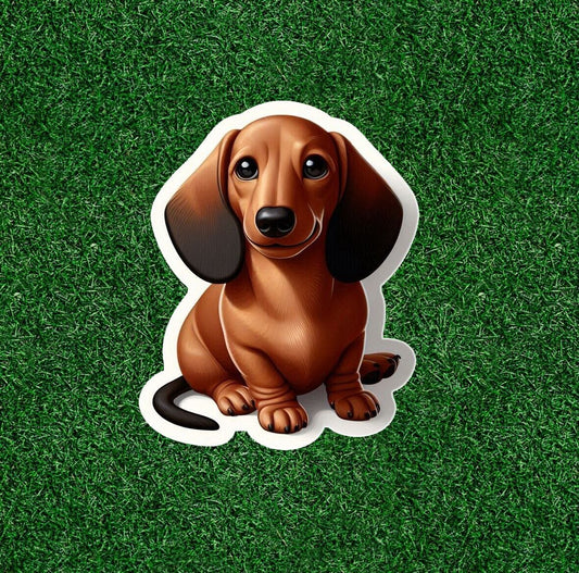 Cute little dachshund doxie dog vinyl decal sticker - many sizes available