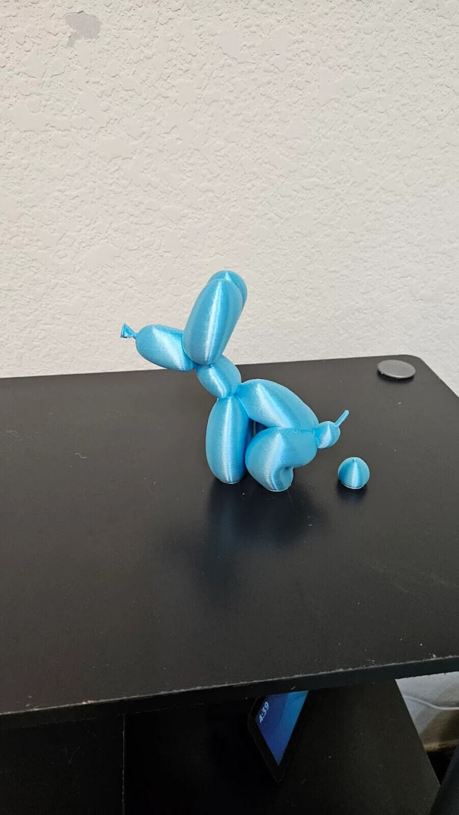 Pooping Balloon Dog 6 inches statue - Shimmering baby blue color