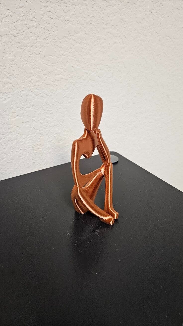 Thinking man statue - shimmering copper color - 7 inches height