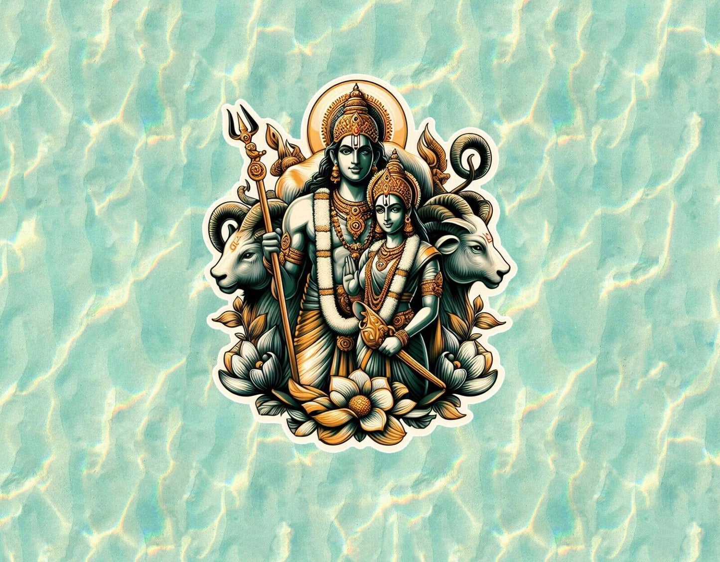 Hindu God and Goddess Lord Ram and Sita vinyl decal sticker - many sizes avail.