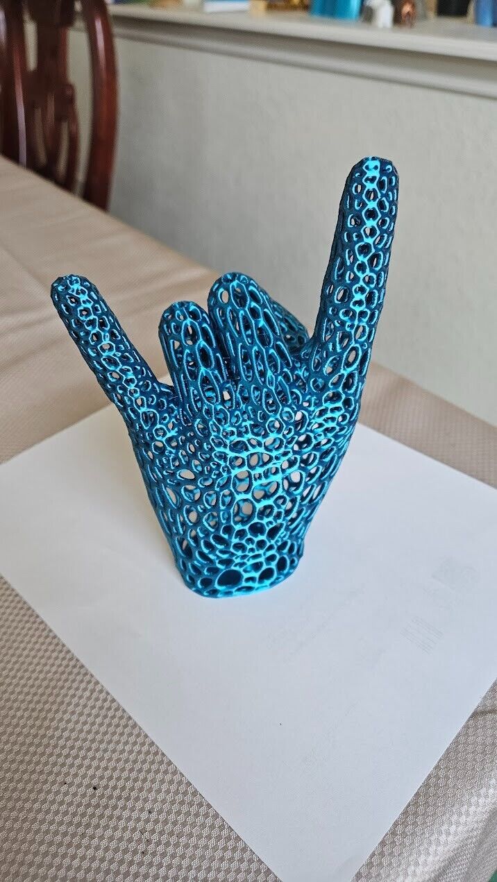 Perfect gift for the heavy metal fan! Lets rock hand sign - shimmering blue