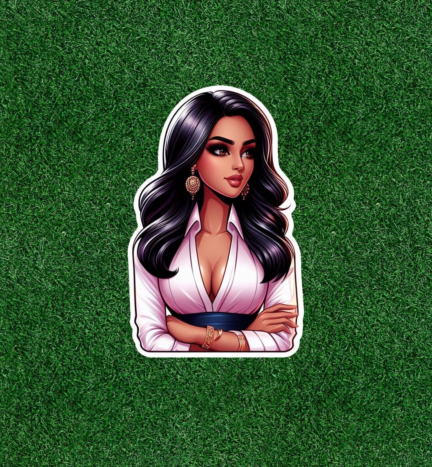 Beautiful Indian lady in business suit vinyl decal sticker - many sizes