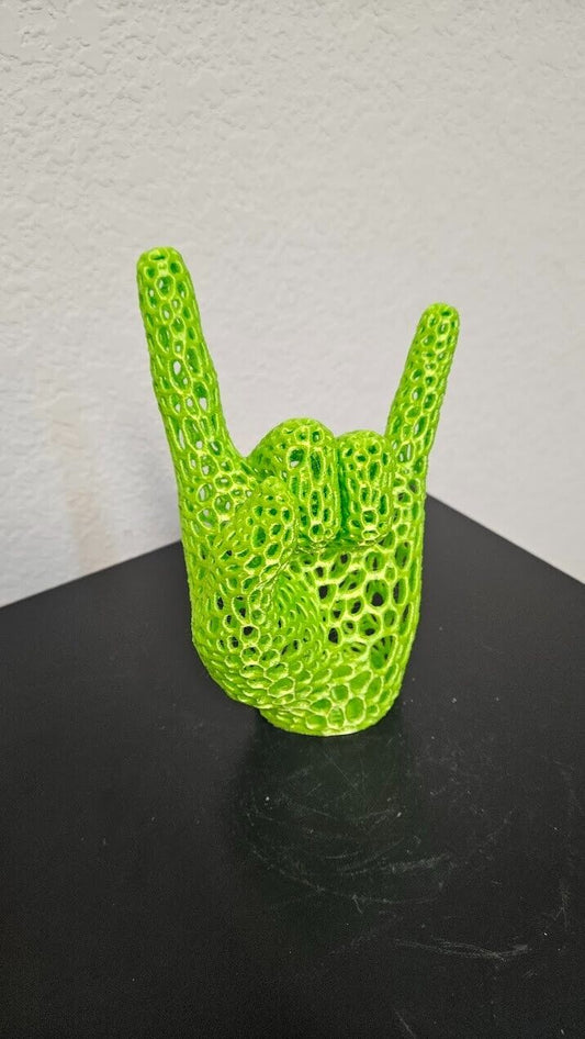 Perfect gift for the heavy metal fan! Lets rock hand sign-shimmering lime green