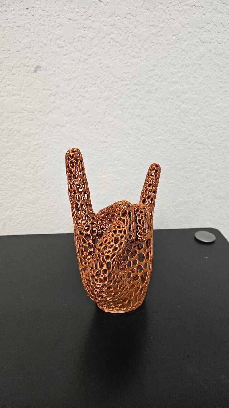 Perfect gift for the heavy metal fan! Lets rock hand sign - shimmering copper 