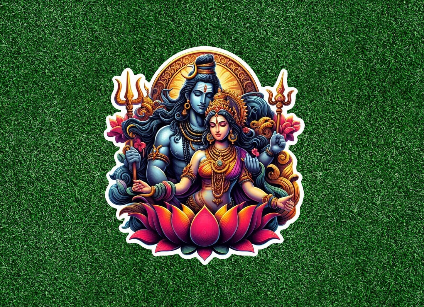 Hindu God and Goddess Shiva and Parvati vinyl decal sticker - many sizes