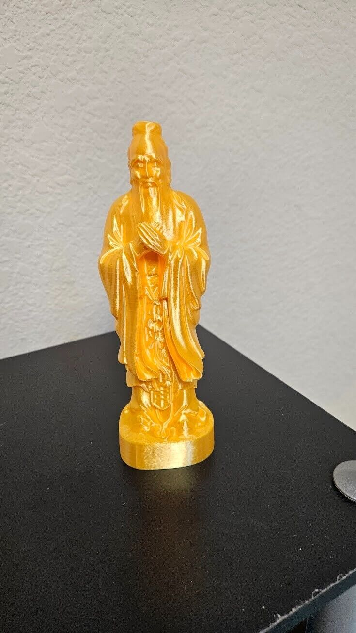 Confucius statue - 9 inches shimmering gold color statue