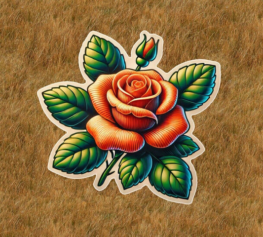 Beautiful orange rose vinyl sticker decal - many sizes available