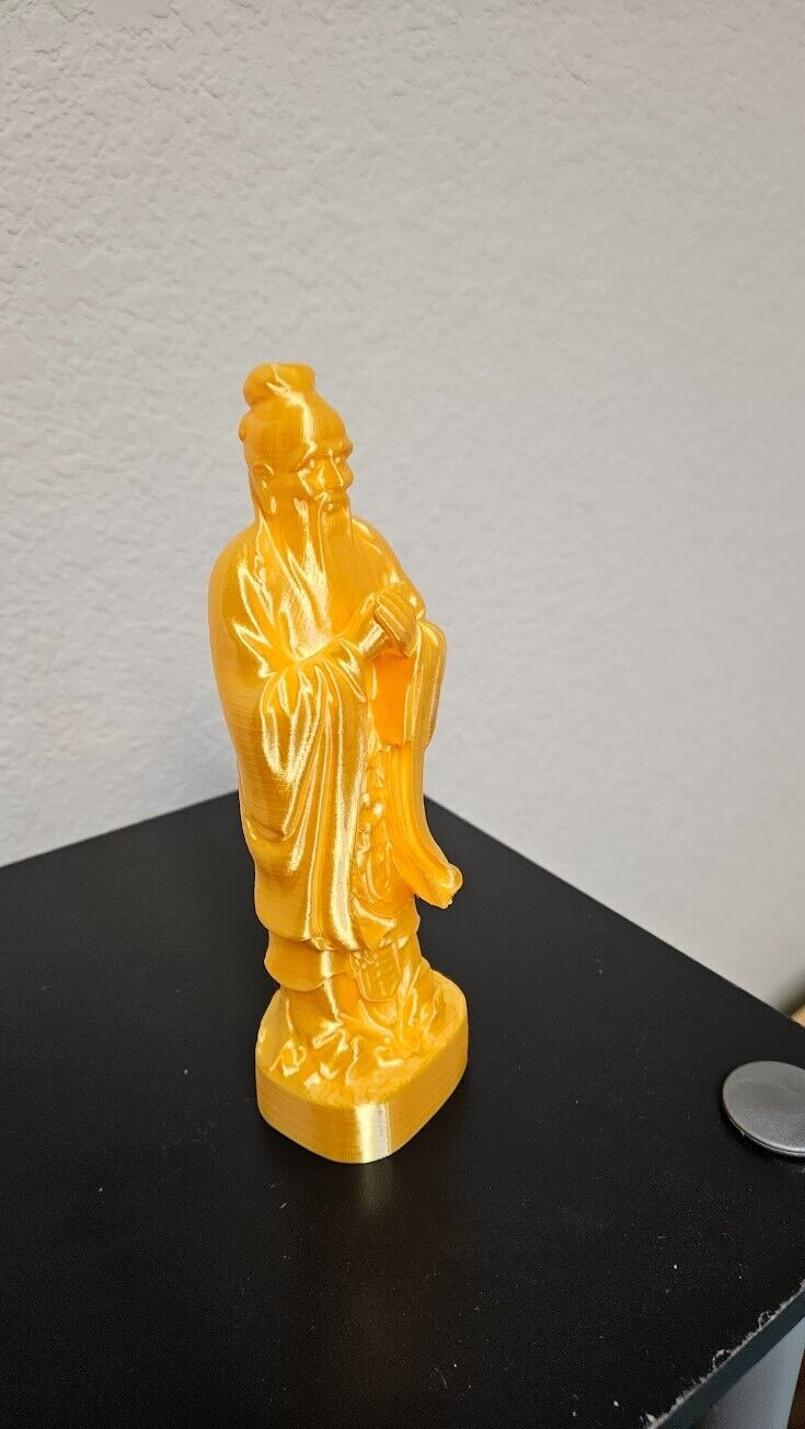 Confucius statue - 9 inches shimmering gold color statue