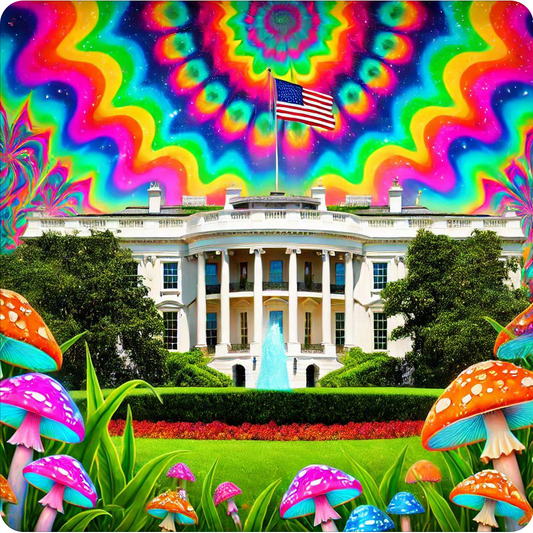 White House under a trippy sky vinyl sticker decal - several sizes available