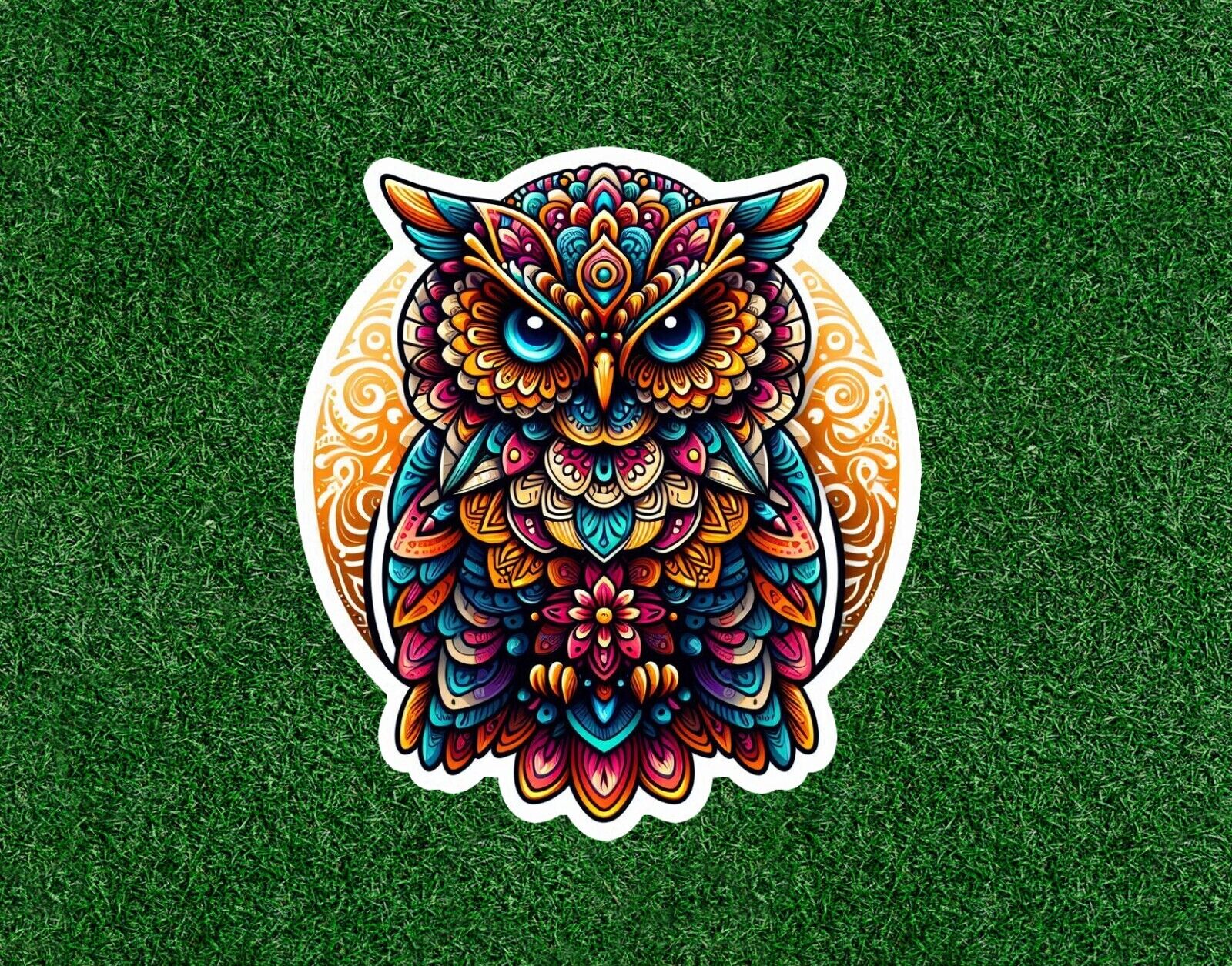 Colorful owl in a mandala design vinyl decal sticker - many sizes available