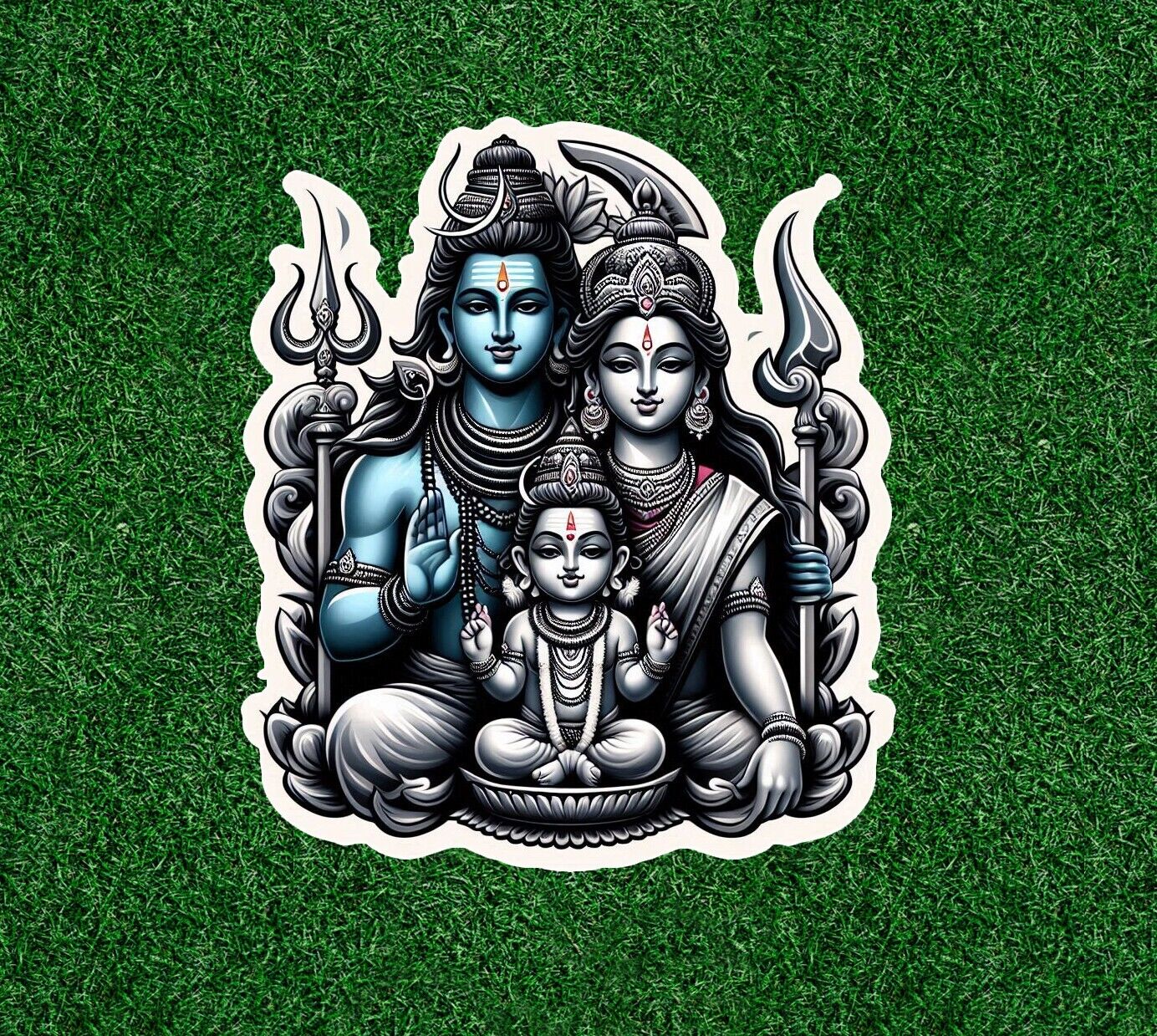 Hindu God and Goddess Shiva and Parvati vinyl decal sticker - many sizes