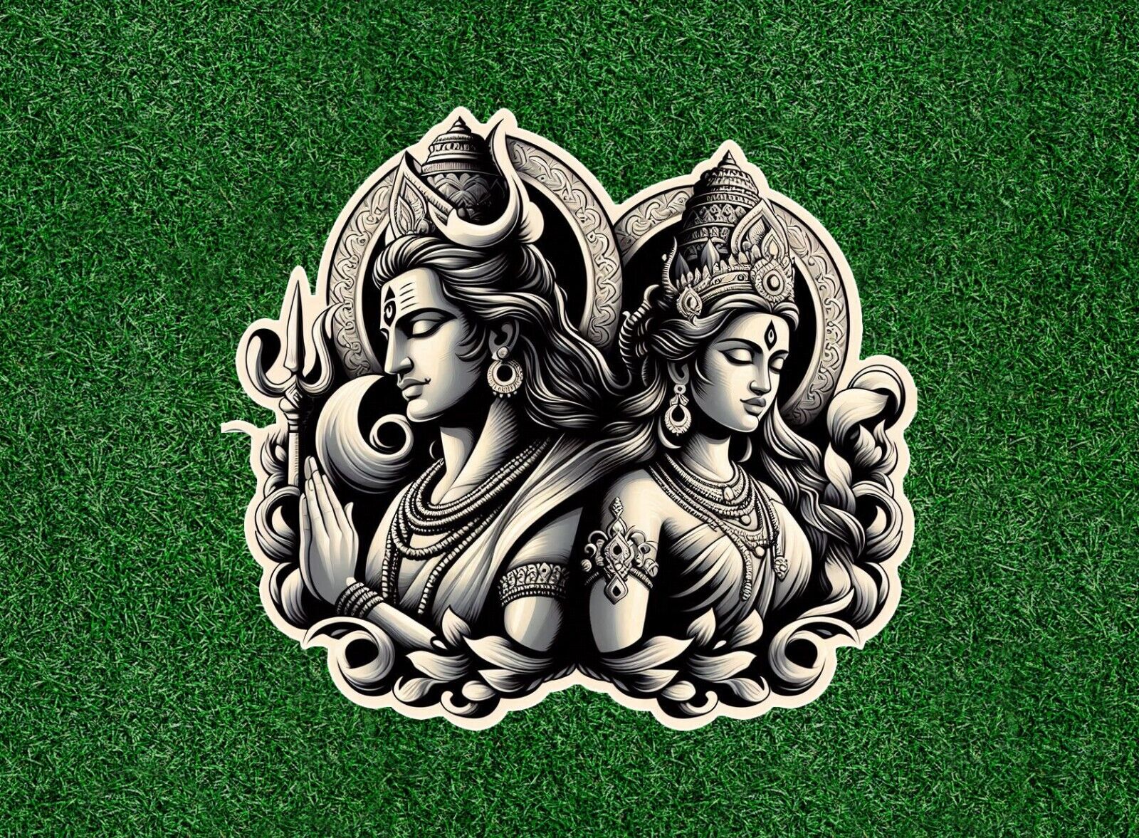 Hindu God and Goddess Shiva and Parvati vinyl decal sticker - many sizes