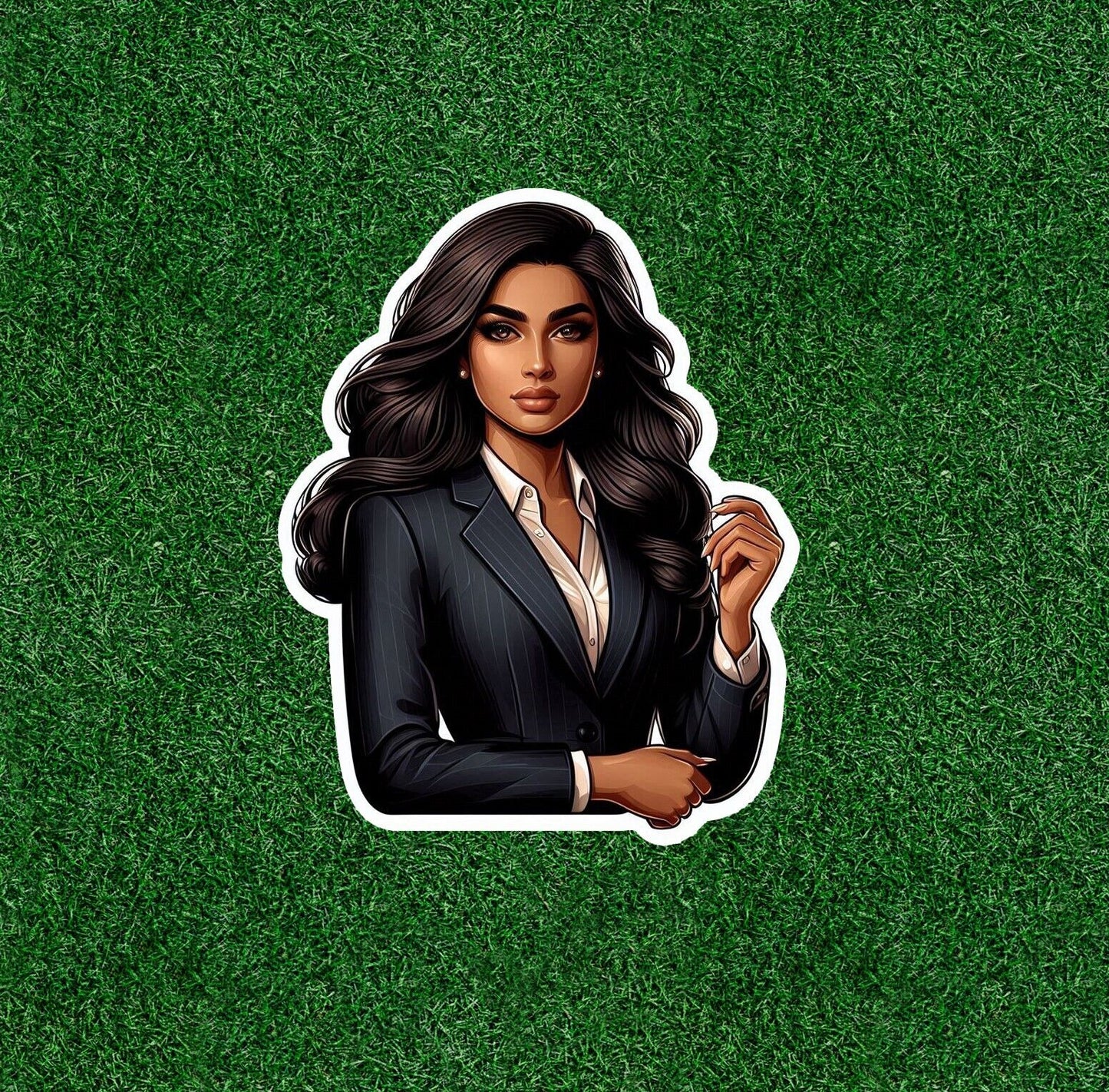 Beautiful Indian lady in business suit vinyl decal sticker - many sizes