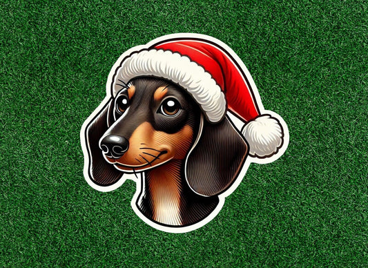 Cute Christmas dachshund doxie dog vinyl decal sticker - many sizes available