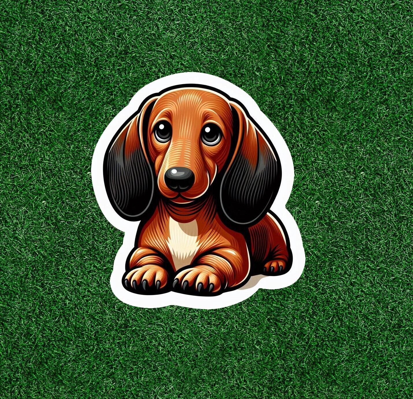 Cute little dachshund doxie dog vinyl decal sticker - many sizes available