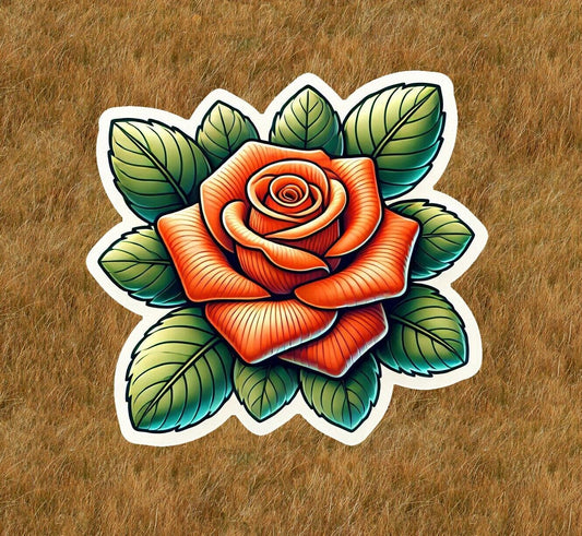 Beautiful orange rose vinyl sticker decal - many sizes available