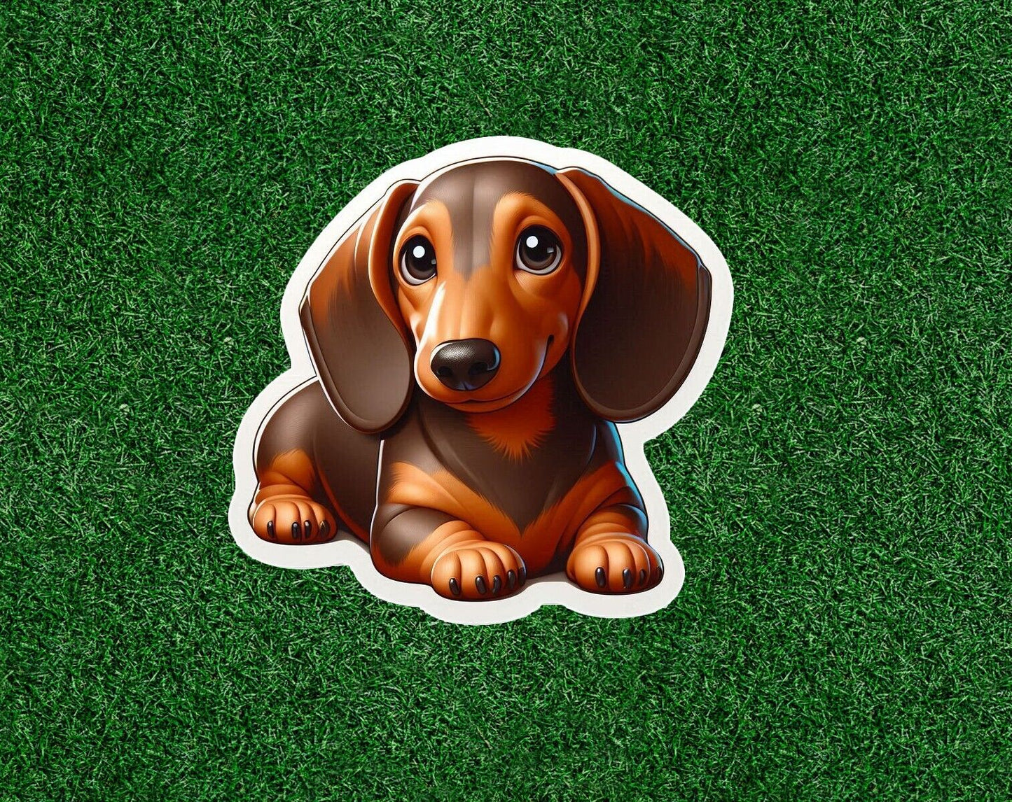 Cute little dachshund doxie dog vinyl decal sticker - many sizes available