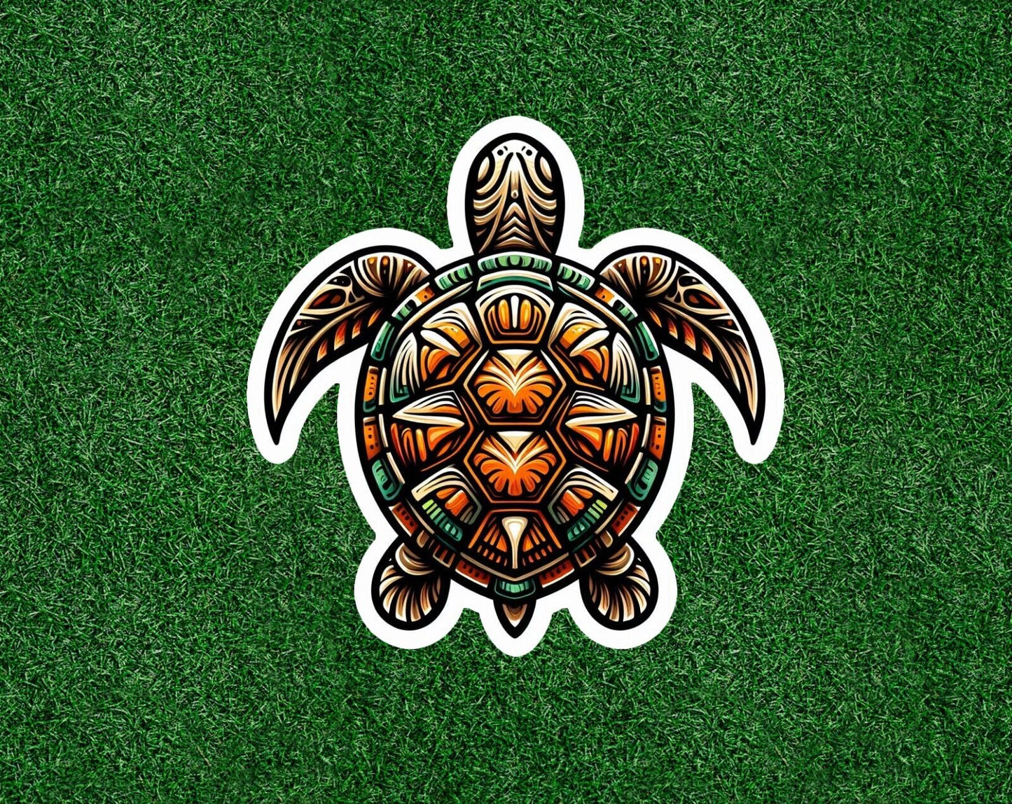 Sea Turtle with a colorful design vinyl sticker decal - many sizes available