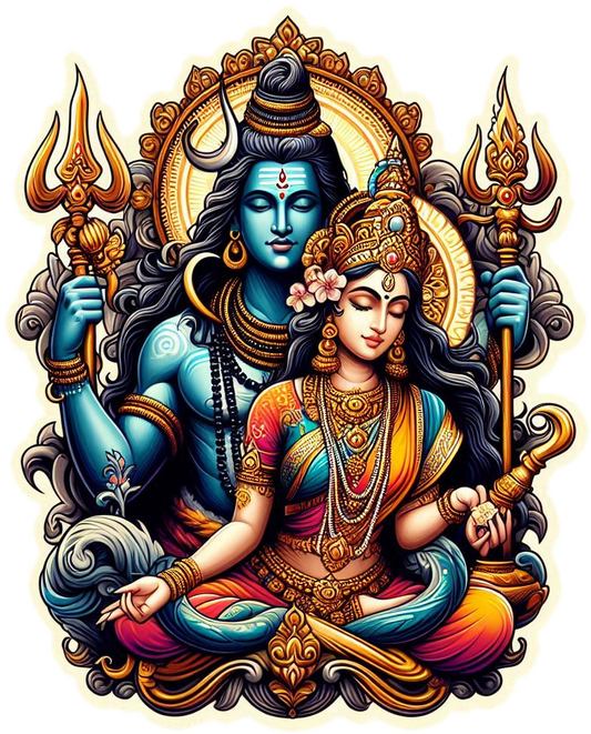 Hindu God and Goddess Shiva and Parvati vinyl decal sticker - many sizes