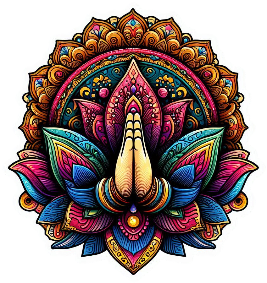 Namaste mandala Indian prayer design vinyl decal sticker - many sizes available