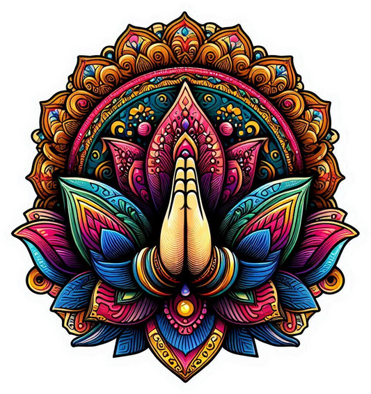 Namaste mandala Indian prayer design vinyl decal sticker - many sizes available