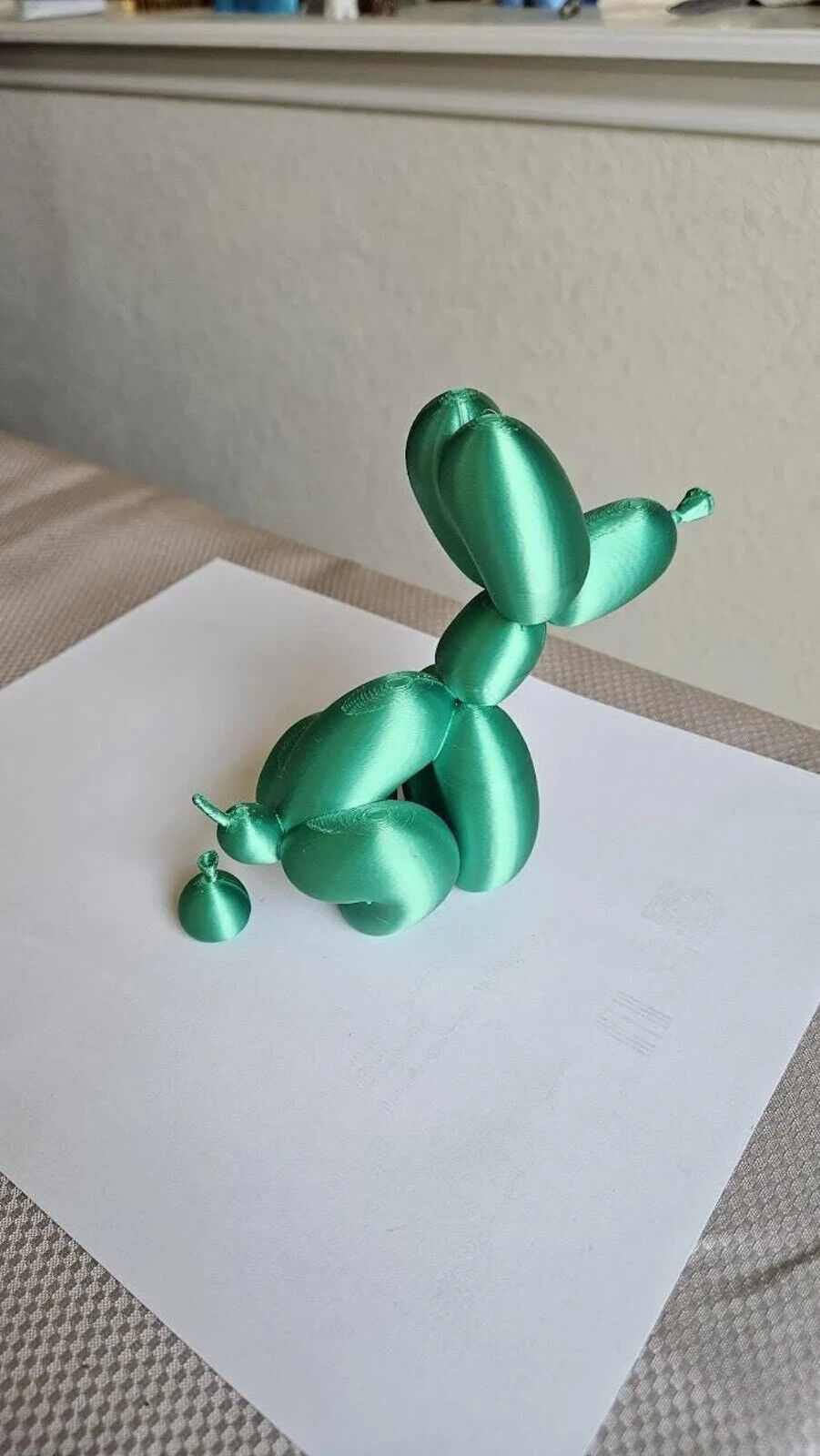 Pooping Balloon Dog 6 inches statue - Shimmering Emerald Green color