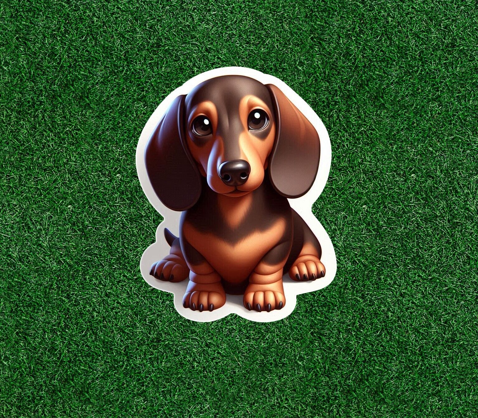 Cute little dachshund doxie dog vinyl decal sticker - many sizes available