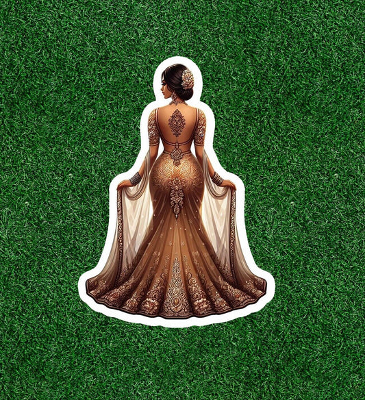 Beautiful Indian lady in colorful lehenga sari vinyl decal sticker - many sizes