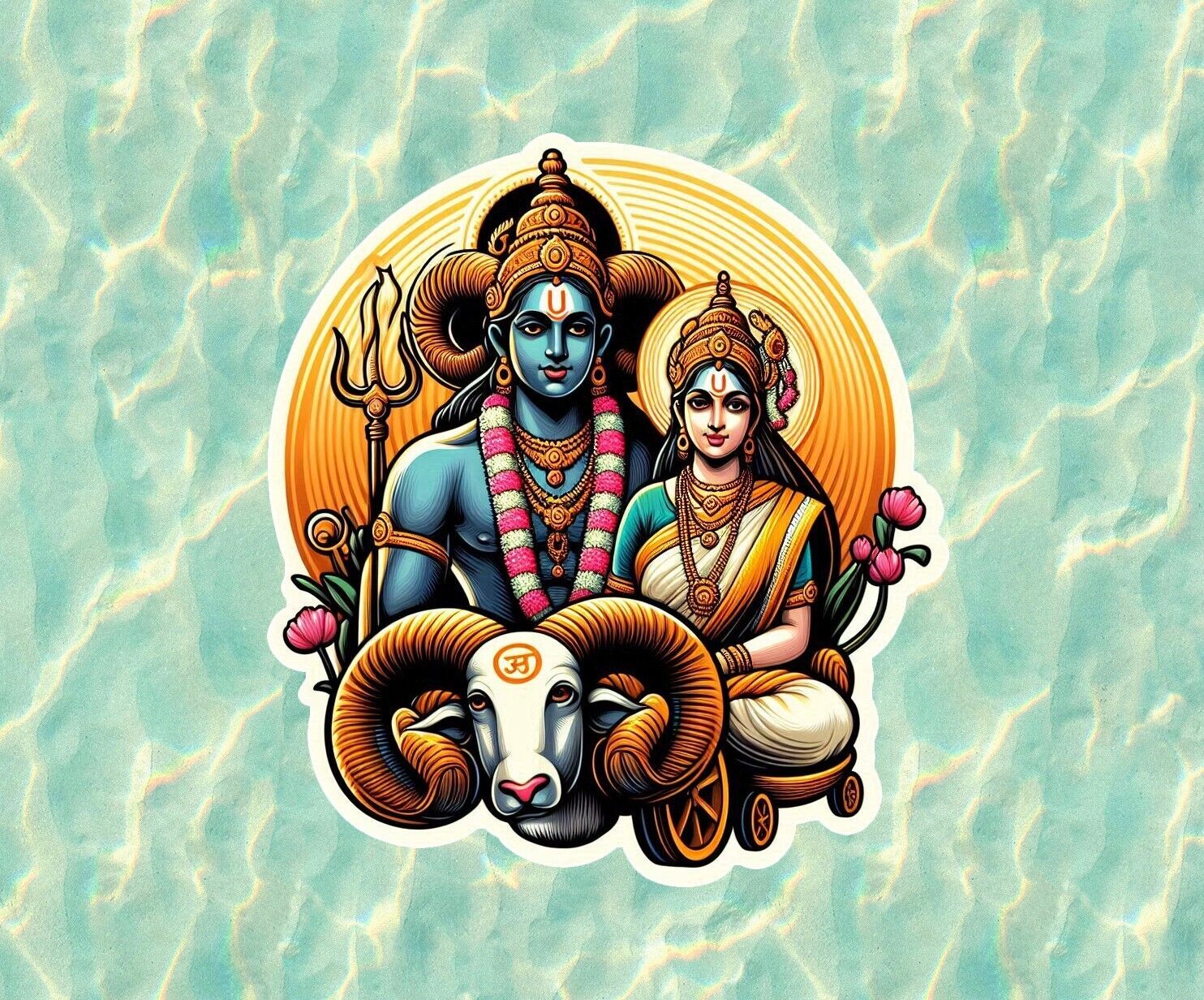 Hindu God and Goddess Lord Ram and Sita vinyl decal sticker - many sizes avail.