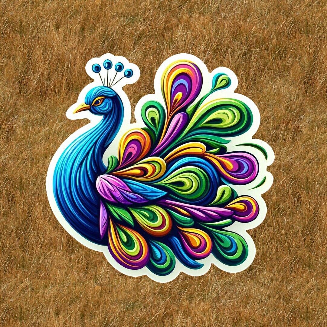 Beautiful peacock design sticker decal - many sizes available