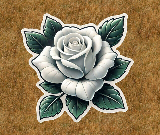 Beautiful white rose vinyl sticker decal - many sizes available