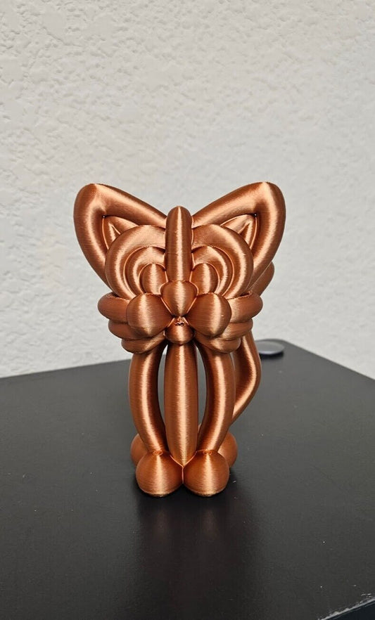 Balloon animal cat statue - in shimmering copper color - 6 inches height