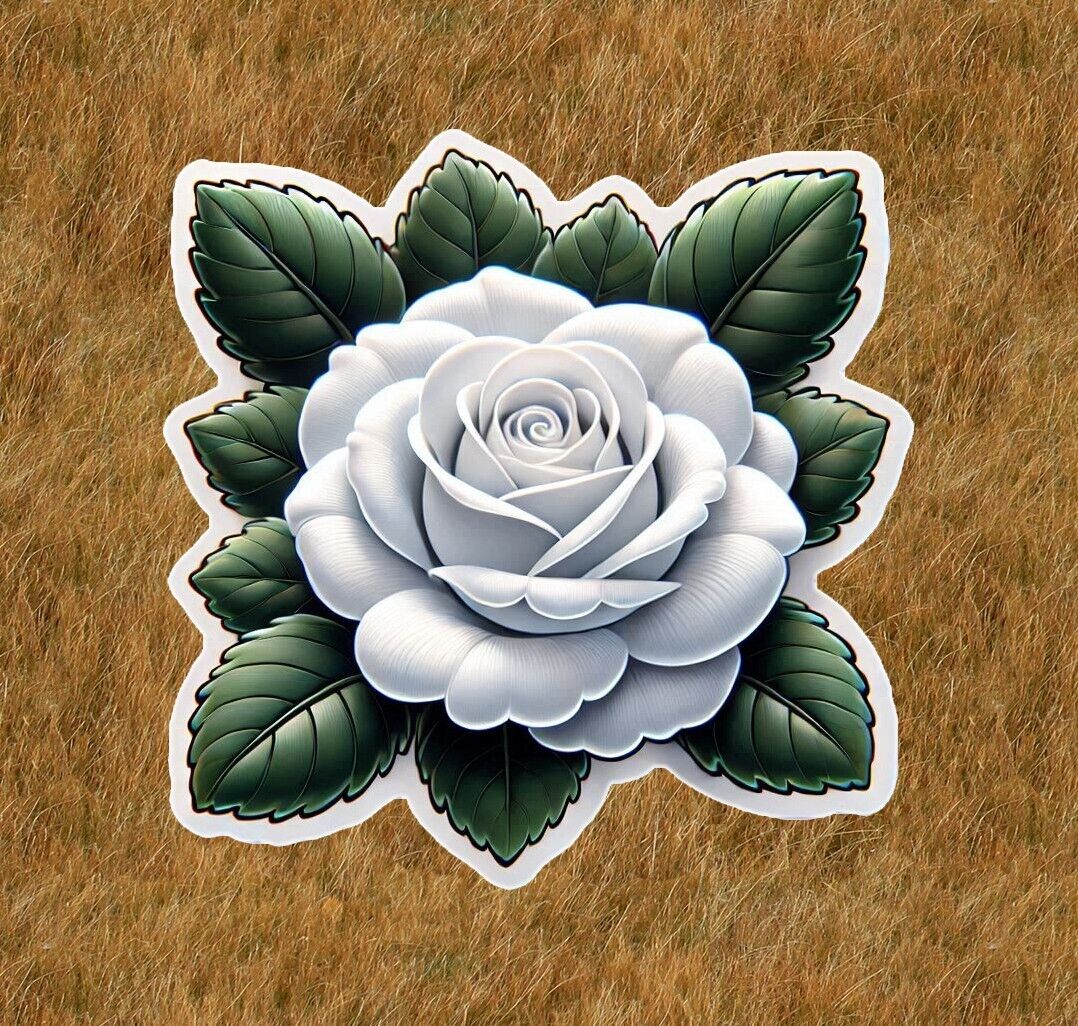 Beautiful white rose vinyl sticker decal - many sizes available