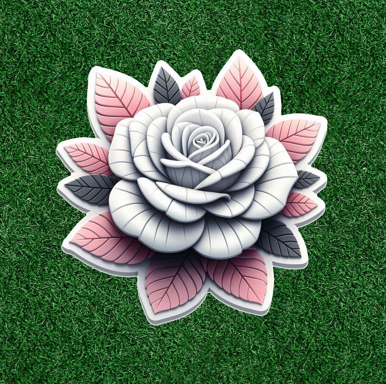 Beautiful white rose vinyl sticker decal - many sizes available