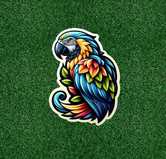 Beautiful colorful parrot vinyl sticker decal - many sizes available