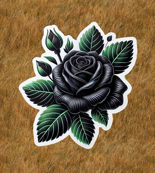 Beautiful black rose vinyl sticker decal - many sizes available