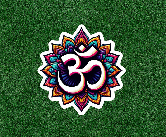 Hindu Indian Om  meditation symbol in mandala design vinyl sticker - many sizes