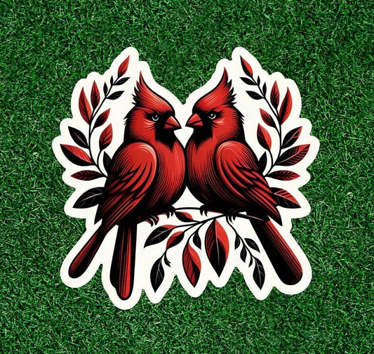 Beautiful red cardinals vinyl sticker decal - many sizes available