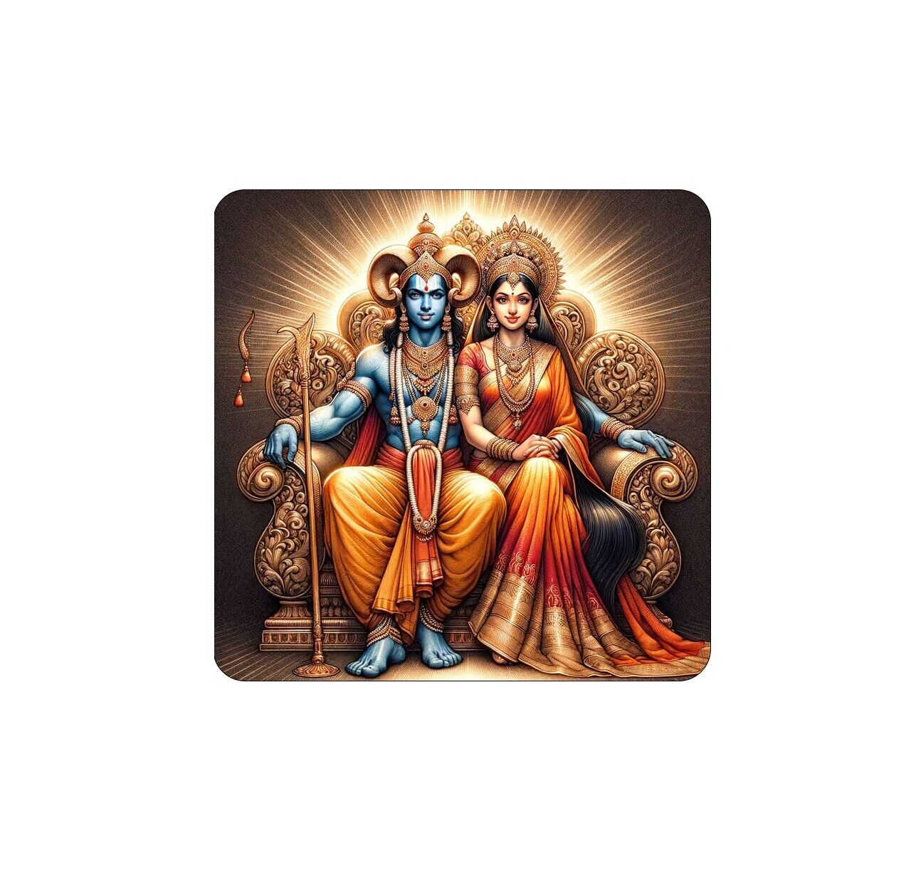 Hindu God and Goddess Lord Ram and Sita vinyl decal sticker - many sizes avail.