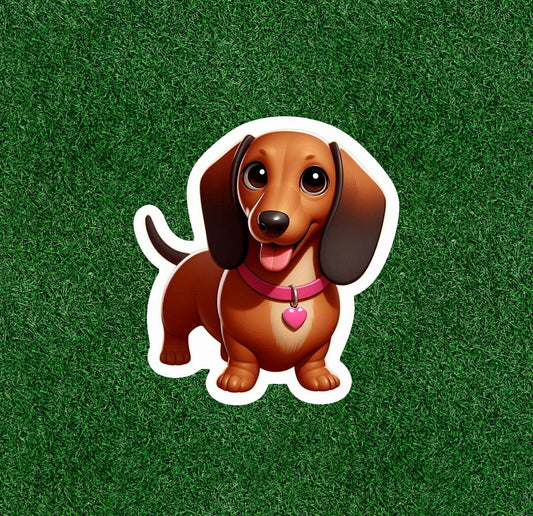 Cute little dachshund doxie dog vinyl decal sticker - many sizes available