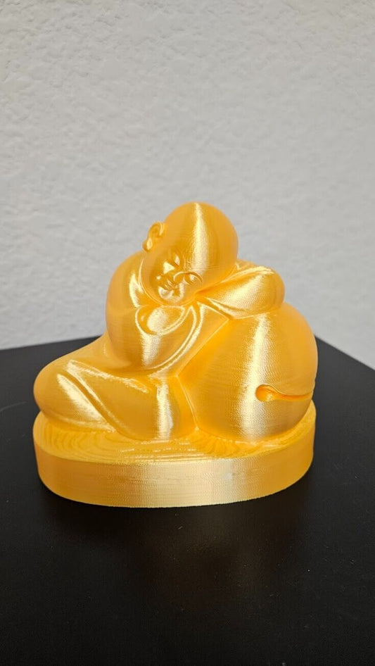 Sleeping baby monk statue - 6  inches shimmering gold color statue