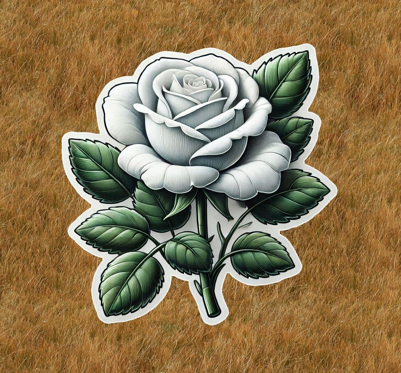 Beautiful white rose vinyl sticker decal - many sizes available