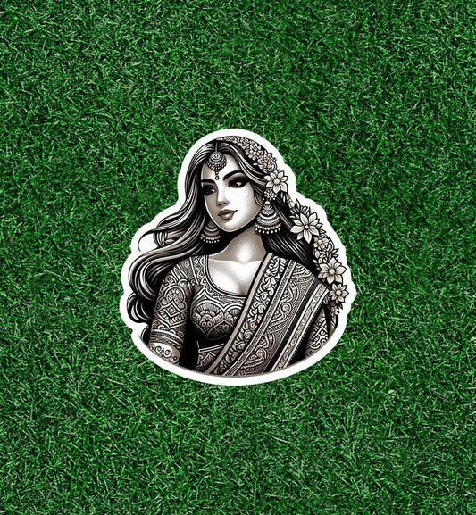 Beautiful Indian lady in lehenga sari vinyl decal sticker - many sizes