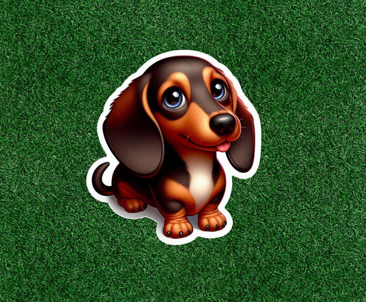 Cute little dachshund doxie dog vinyl decal sticker - many sizes available