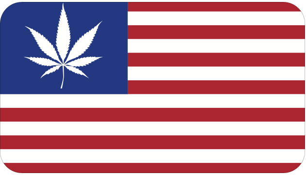 United States Flag with marijuana leaf vinyl sticker decal - many sizes